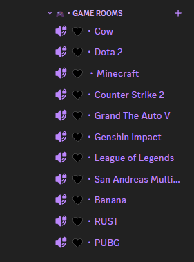 a list of game rooms includes minecraft and counter strike