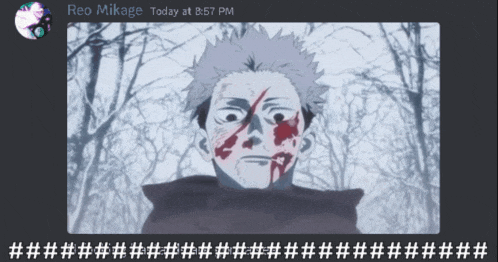 a picture of a man with blood on his face and the name reo mikage