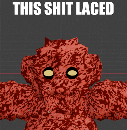 a 3d model of a monster with the words " this shit laced " below it