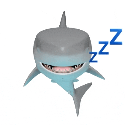 a cartoon shark is sleeping with the letters zz coming out of its mouth