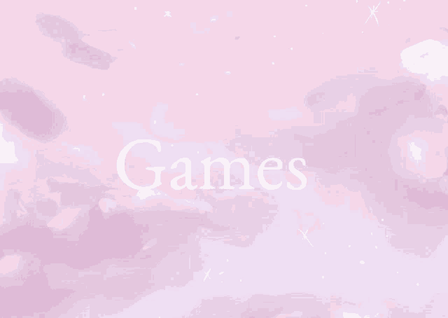 a pink background with the word games in white letters