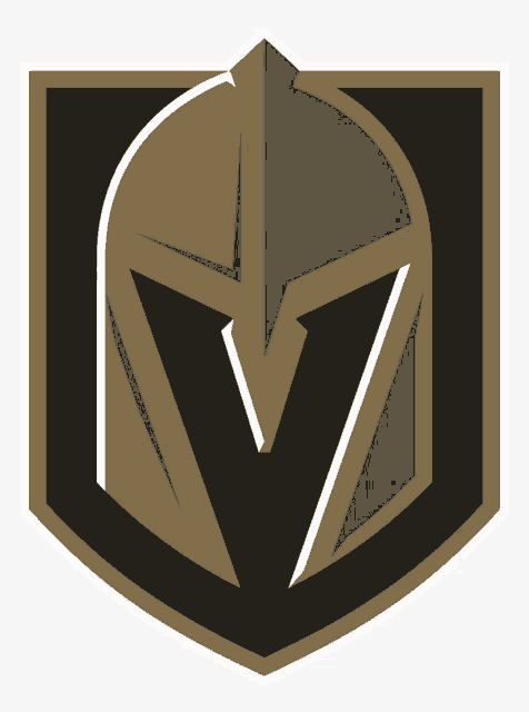 a logo for the golden knights shows a helmet and the letter v