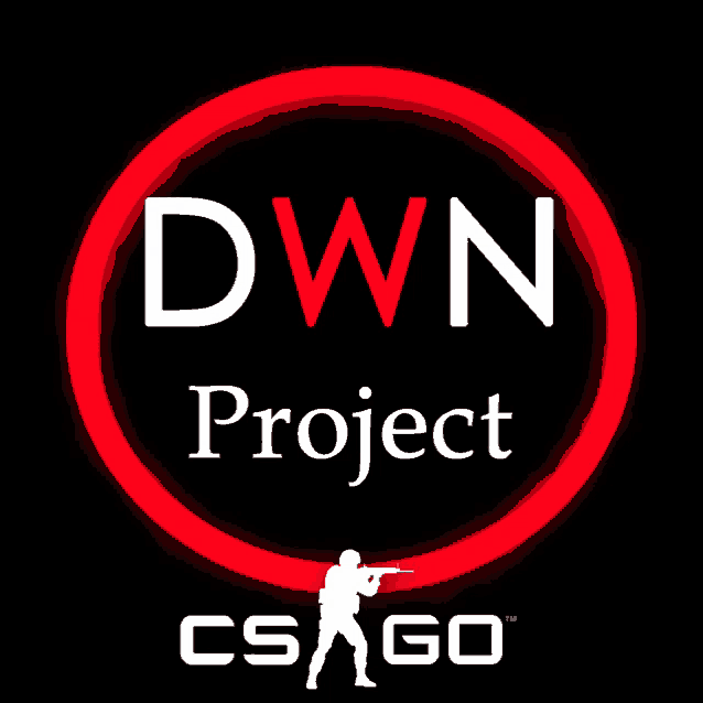 a logo for the dwn project with a man holding a gun