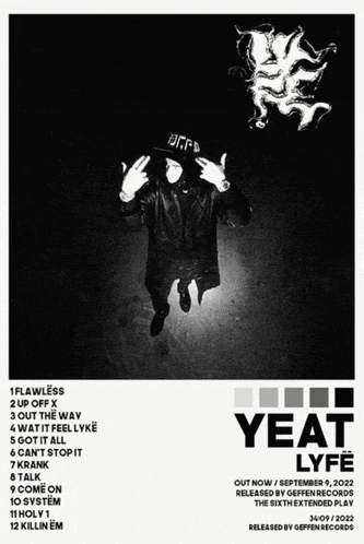 a poster for year lyfe shows a man in a black jacket