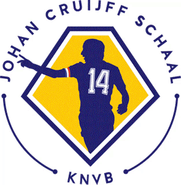 a logo for johan cruijff schaal with a soccer player