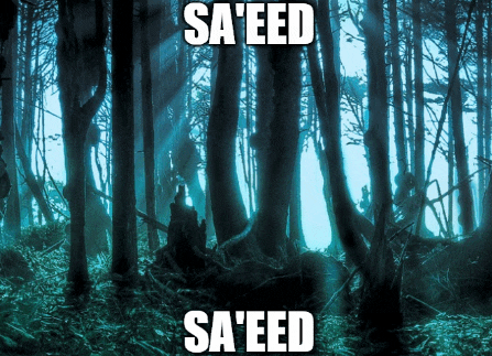 a picture of a forest with the words sa 'eed sa 'eed on it