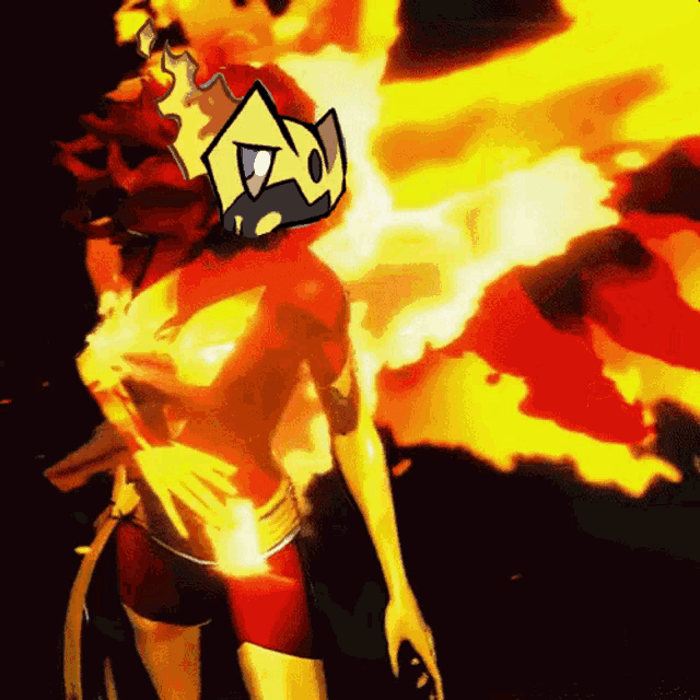 a cartoon drawing of a woman with fire coming out of her head