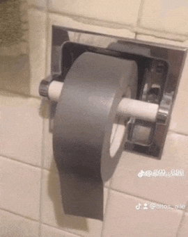 a roll of toilet paper is on a toilet paper holder in a bathroom .