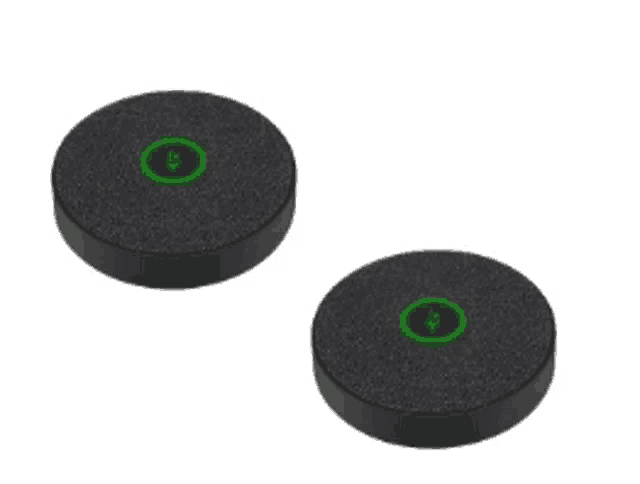 a pair of black circles with a green circle in the middle
