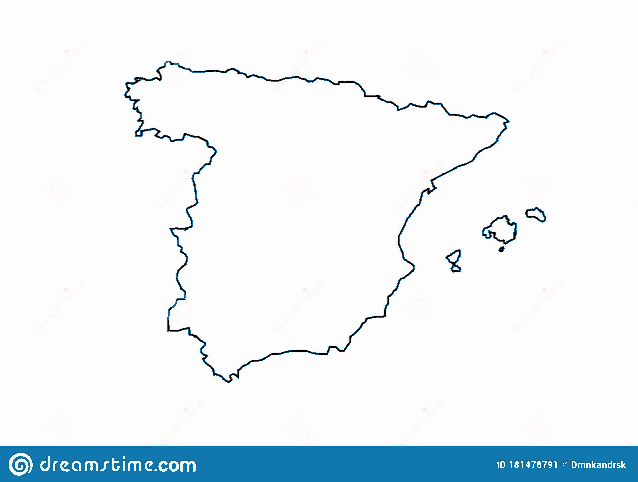 a black and white outline map of spain on a white background .