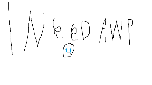 a drawing of the word weed awp with a blue circle