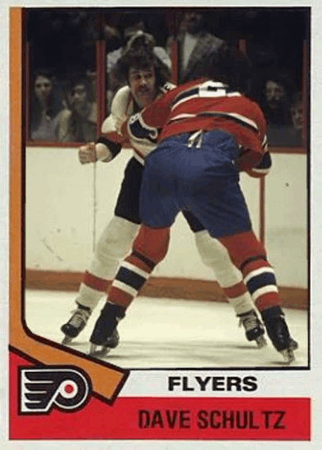 dave schultz is playing for the flyers and is fighting another player