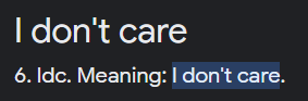 a black background with white text that says " i don t care "