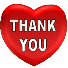 a red heart with the words thank you in white letters