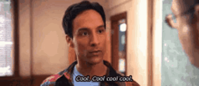 a man in a plaid jacket says cool cool cool cool .