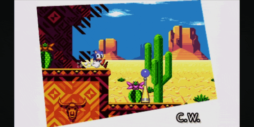 a picture of a video game scene with the name c.w. on it