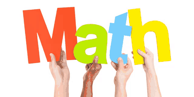 a group of children holding up the word math