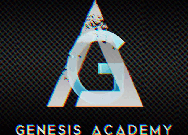 a logo for genesis academy with a triangle and the letter a