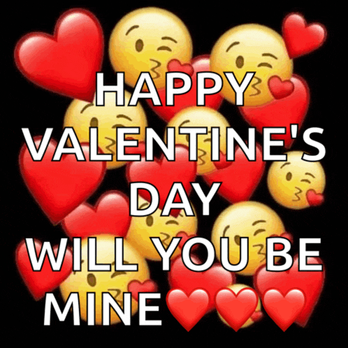 happy valentine 's day will you be mine written on a black background