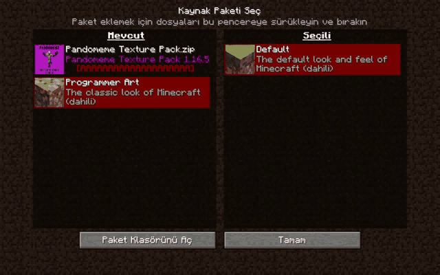 a screenshot of a minecraft game showing two options