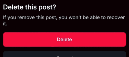 a screenshot of a delete this post screen on a phone .