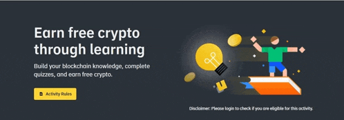 an advertisement for earning free crypto through learning