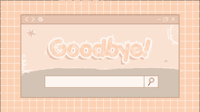 a computer screen with the words goodbye in white letters