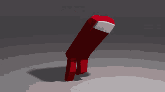 a 3d model of a red among us character with a white face