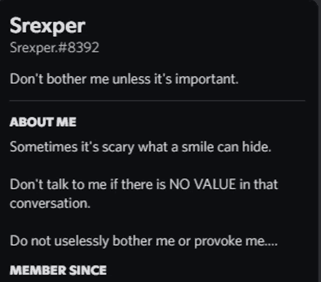 a screenshot of srexper 's profile on a social media platform