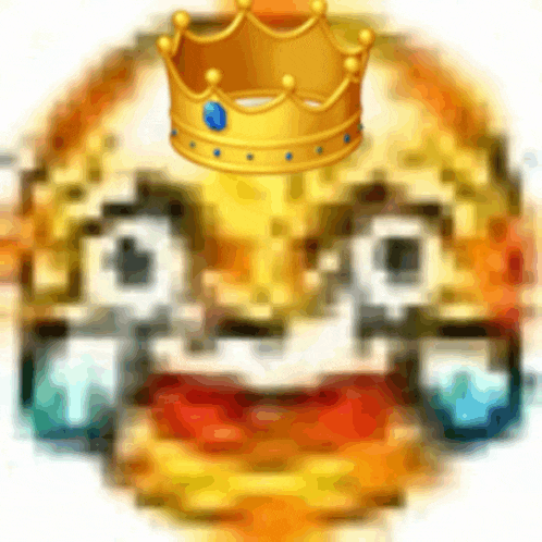 a blurry picture of a smiley face with a crown on its head .