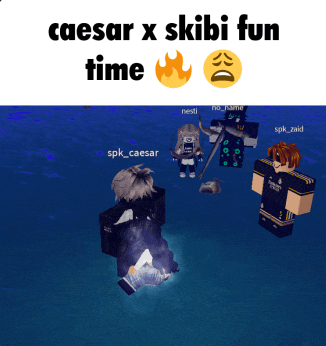 a screenshot of a video game with the words caesar x skibi fun time at the top