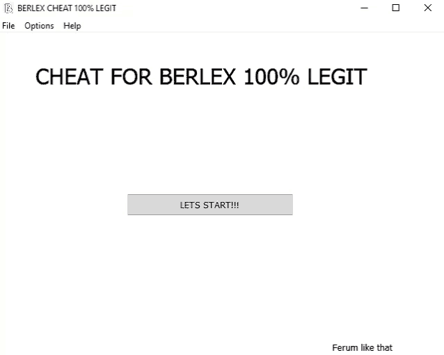 a screenshot of a program called berlex cheat 100 % legit