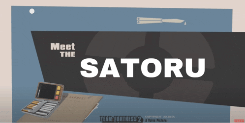 a poster that says meet the satoru in white