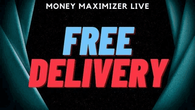 a black background with the words `` free delivery '' in red and blue letters .