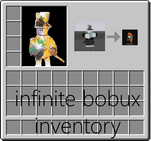 infinite bobux inventory with a picture of a roblox character