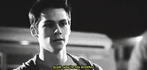 a black and white photo of a young man saying `` scott , you 're my brother . ''