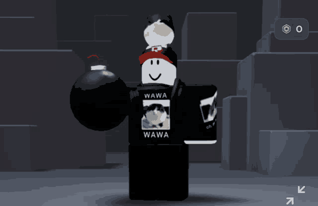 a roblox character with a wawa shirt on