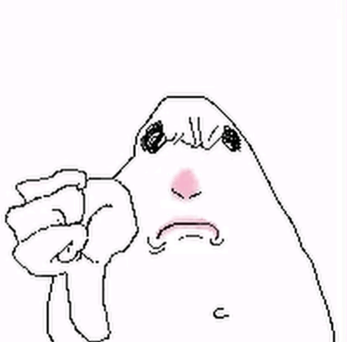 a drawing of a ghost with a sad face pointing at the camera .