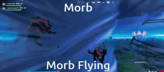a screenshot of a video game with the words ' morbid flying ' at the bottom