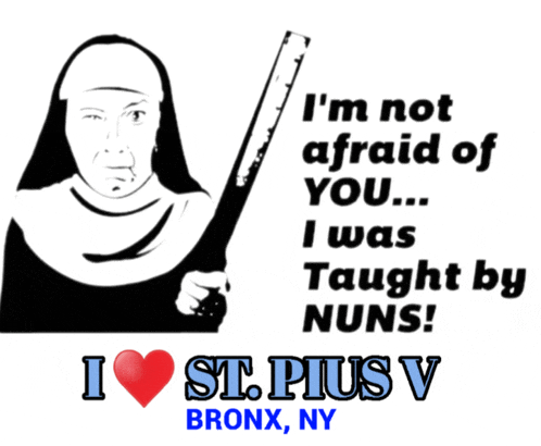 a poster that says i 'm not afraid of you was taught by nuns