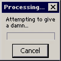 a computer screen that says processing failed damn not given and a close button