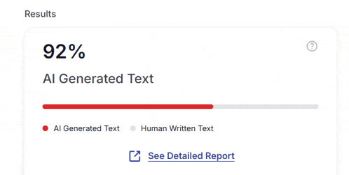 a computer screen shows that 92 % of the text was generated by ai