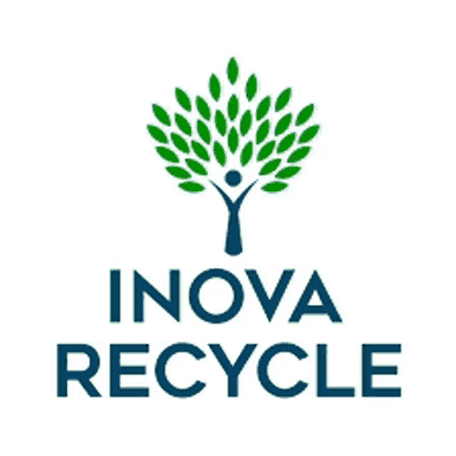 a logo for inova recycle with a tree and a person