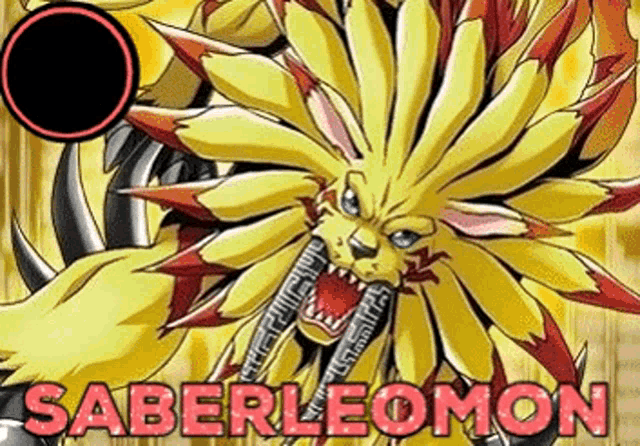a cartoon of a lion with the words saberleomon on it
