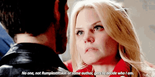 a woman is talking to a man and says no one , not rumplestiltskin