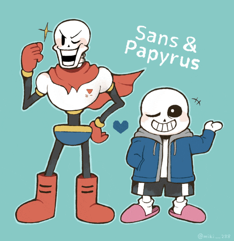 a drawing of sans and papyrus with the words sans & papyrus below them