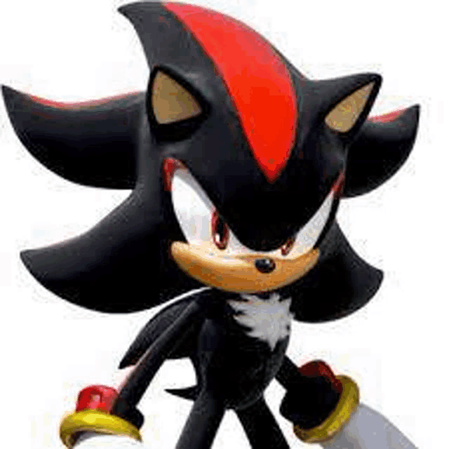 shadow the hedgehog is holding a sword in his hands .