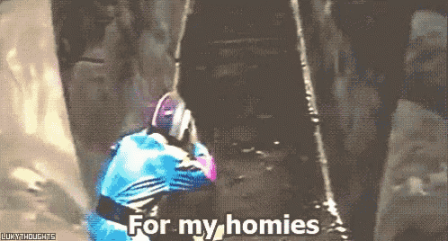 a pixelated image of a person with the words for my homies