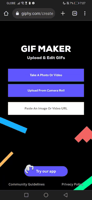 a screen shot of a gif maker app on a phone