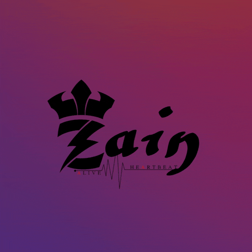 a logo for zain live heartbeat with a crown on top